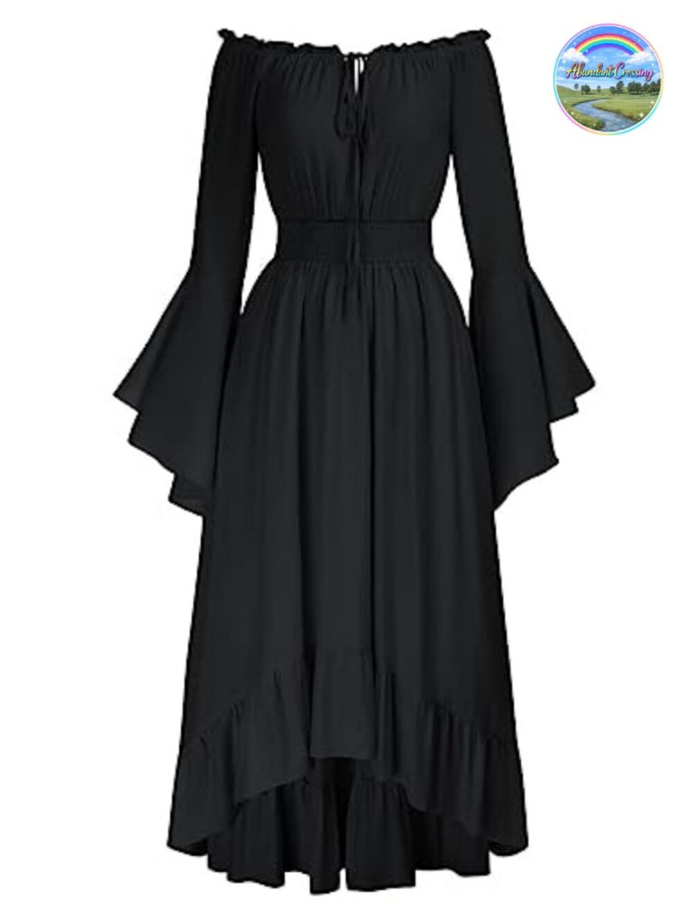 Renaissance Chemise Dress Off Shoulder Bell Sleeve High Low Medieval Costume